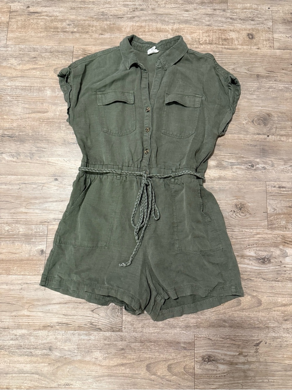 Nicole Miller Olive Button-Up Romper
